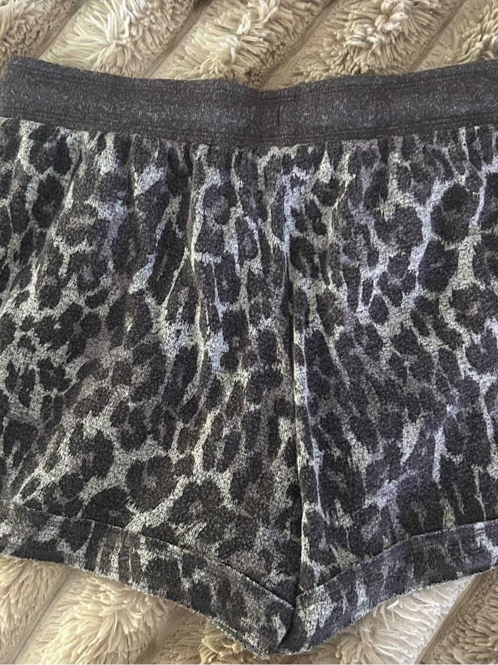 free press Gray Leopard Print Knit Lounge Shorts